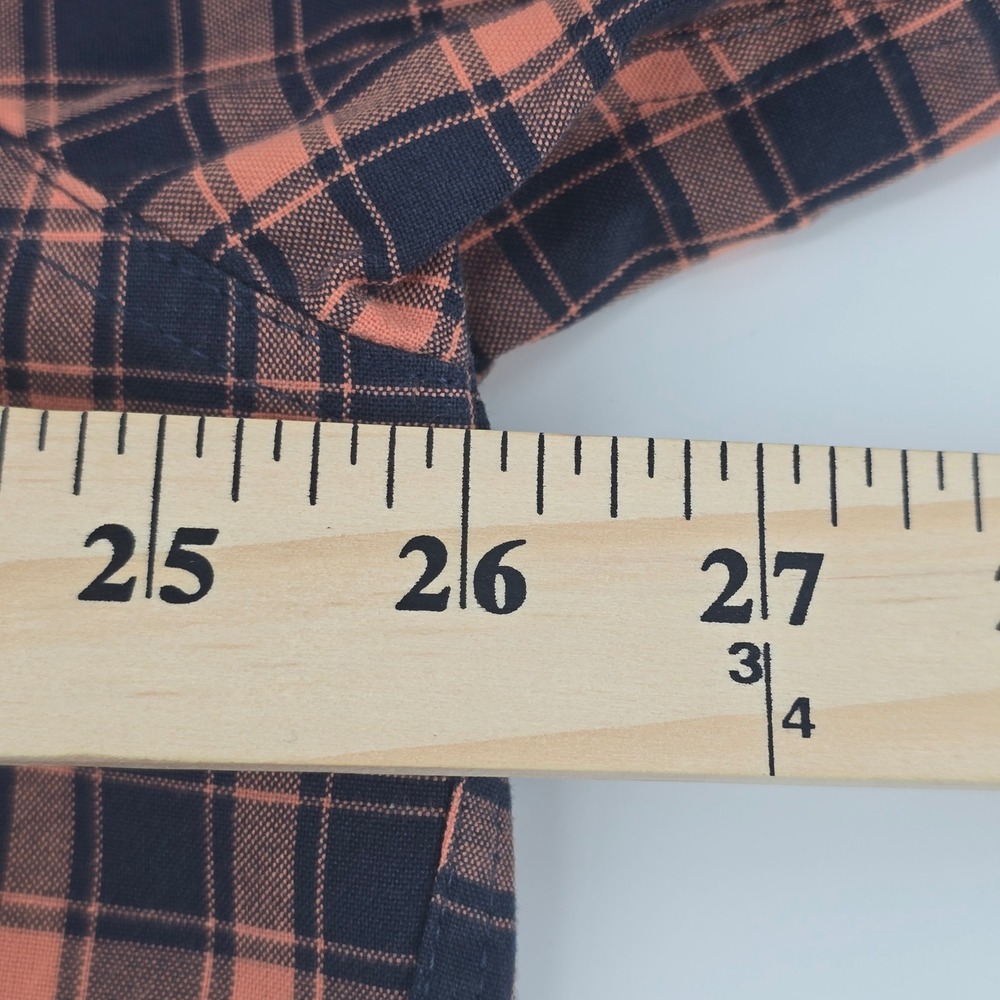 L.L. Bean Button Down Shirt Mens XL Orange Navy Plaid Slightly Fitted - Picture 7 of 16